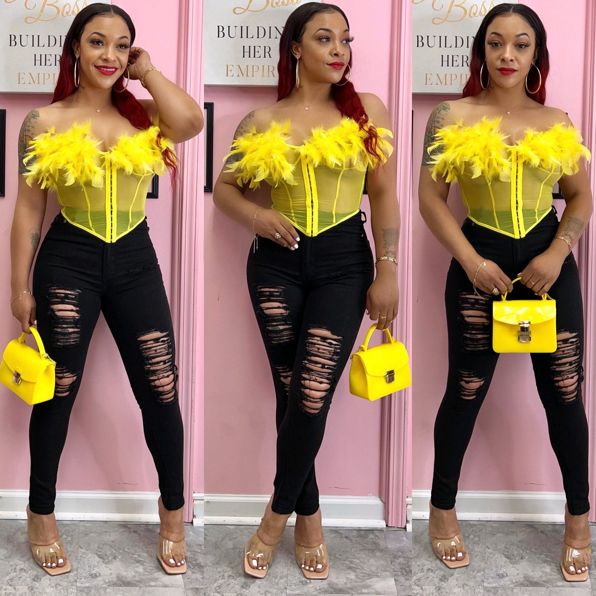 LAS VEGAS CORSET TOP (YELLOW)