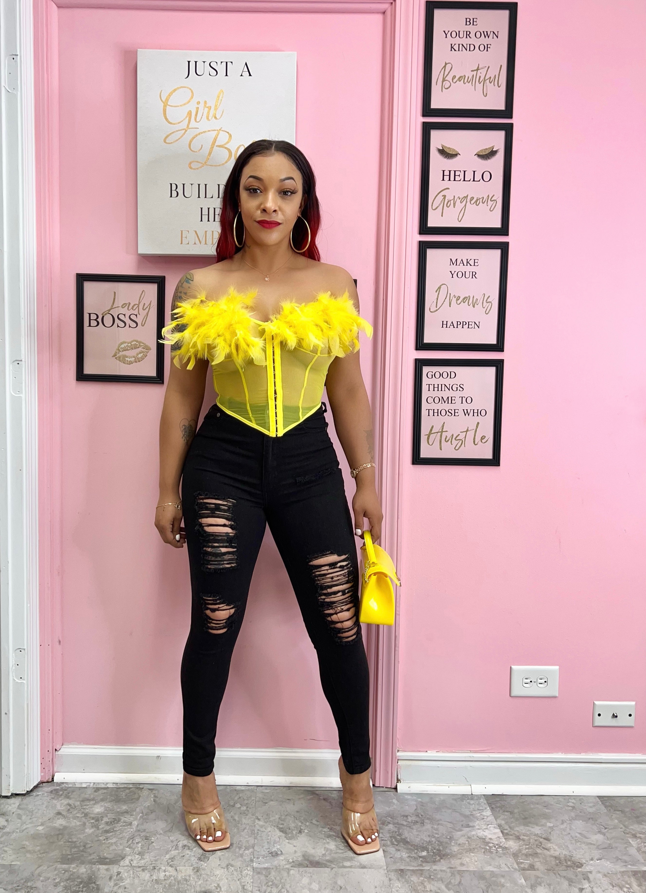 LAS VEGAS CORSET TOP (YELLOW)