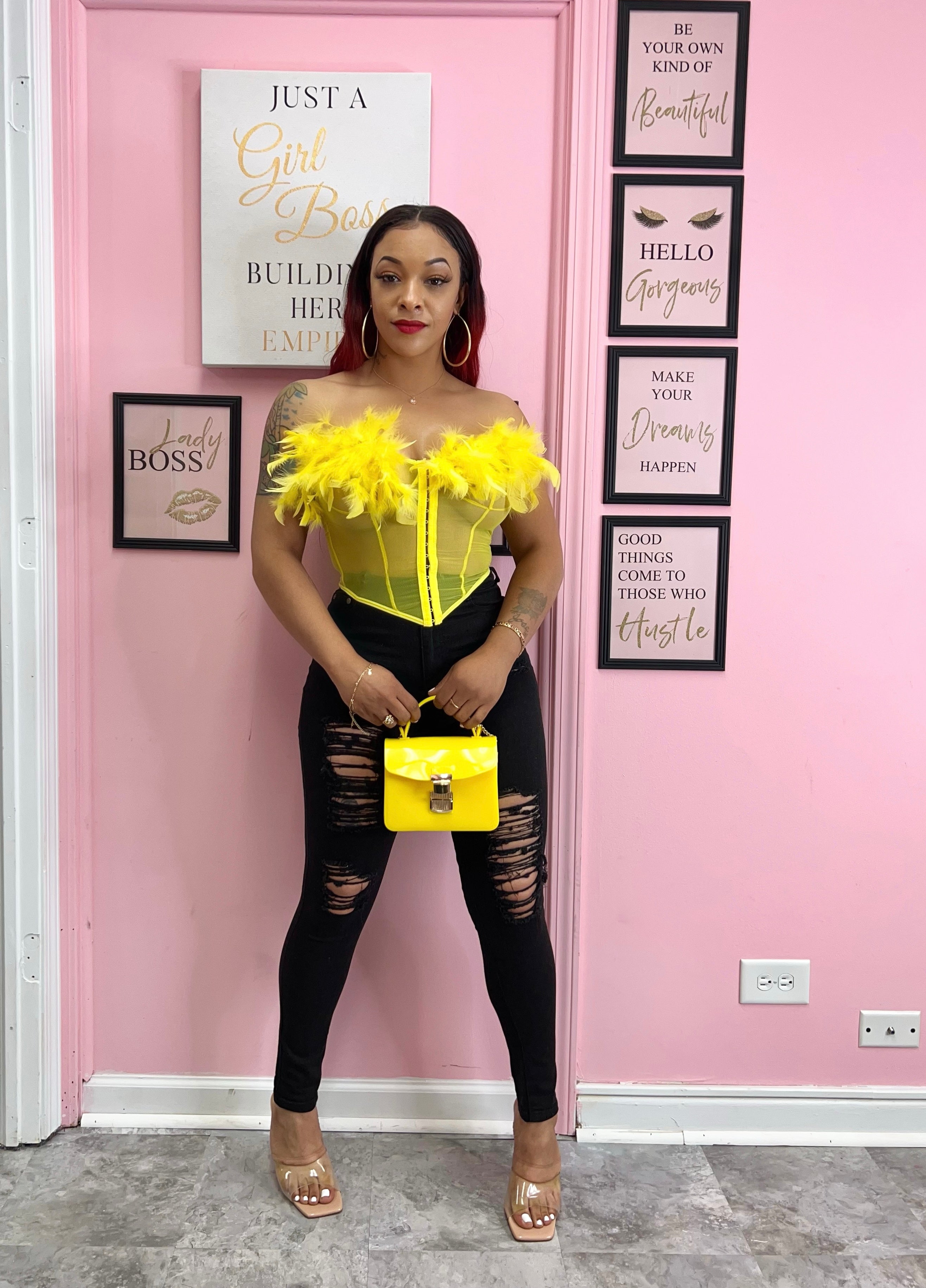 LAS VEGAS CORSET TOP (YELLOW)